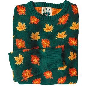 [Kiel James Patrick] Cozy Fall Leaf Wool Blend Crew Neck Sweater Unisex Size XXL